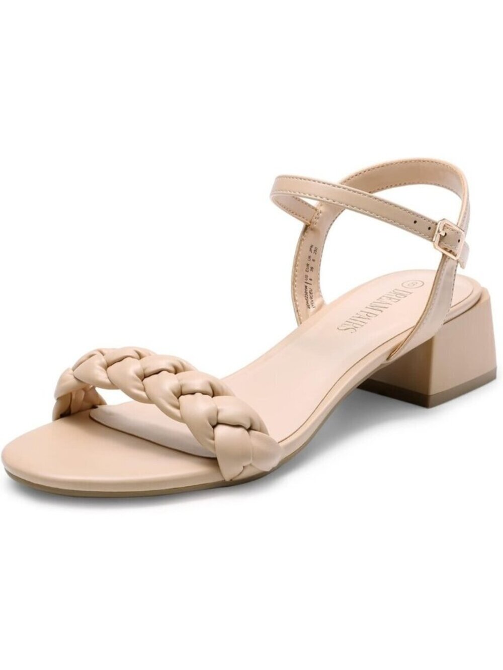 🆕 Women Cream Braided Open Toe Ankle Strap Block Chunky Heel Sandals Wedding